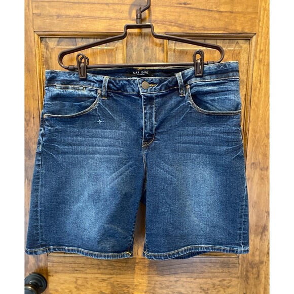 Max Jeans Denim Shorts Bermuda Walking Plus Size 16 1% Spandex Distressed - Picture 1 of 12